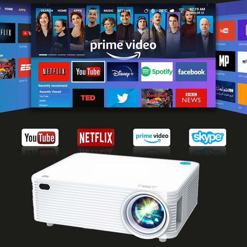 【Full HD 1080P】Mirval P1 Native 1080P Full HD 4K Projector Portable Beamer 8500 Lumens Auto Keystone Home Cinema Classroom Office