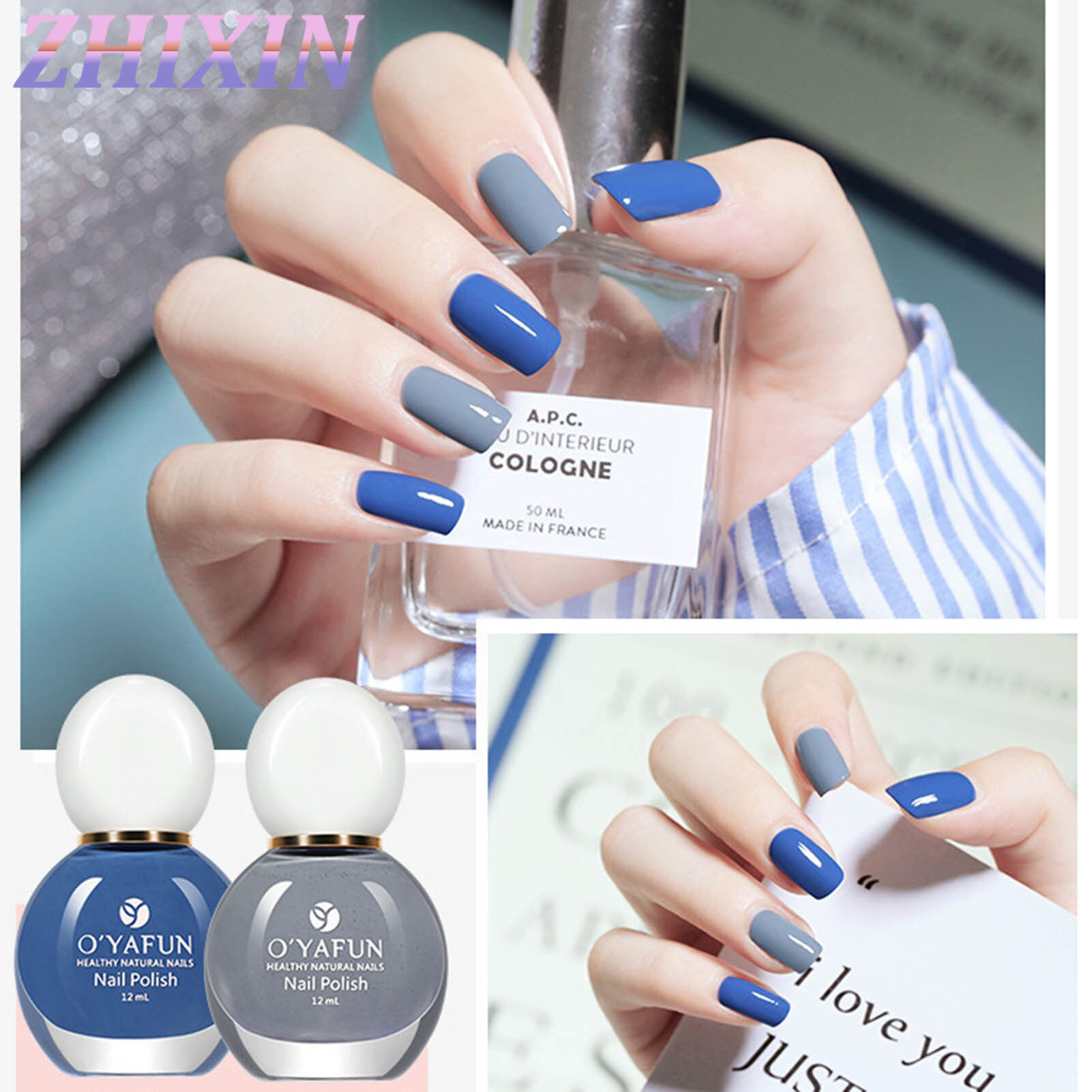Zhixin OYAFUN 12ml Water-Based Manicure Color Polish Quick Dry Healthy Extract Bake Free Tearable Long Lasting Nail for Female
