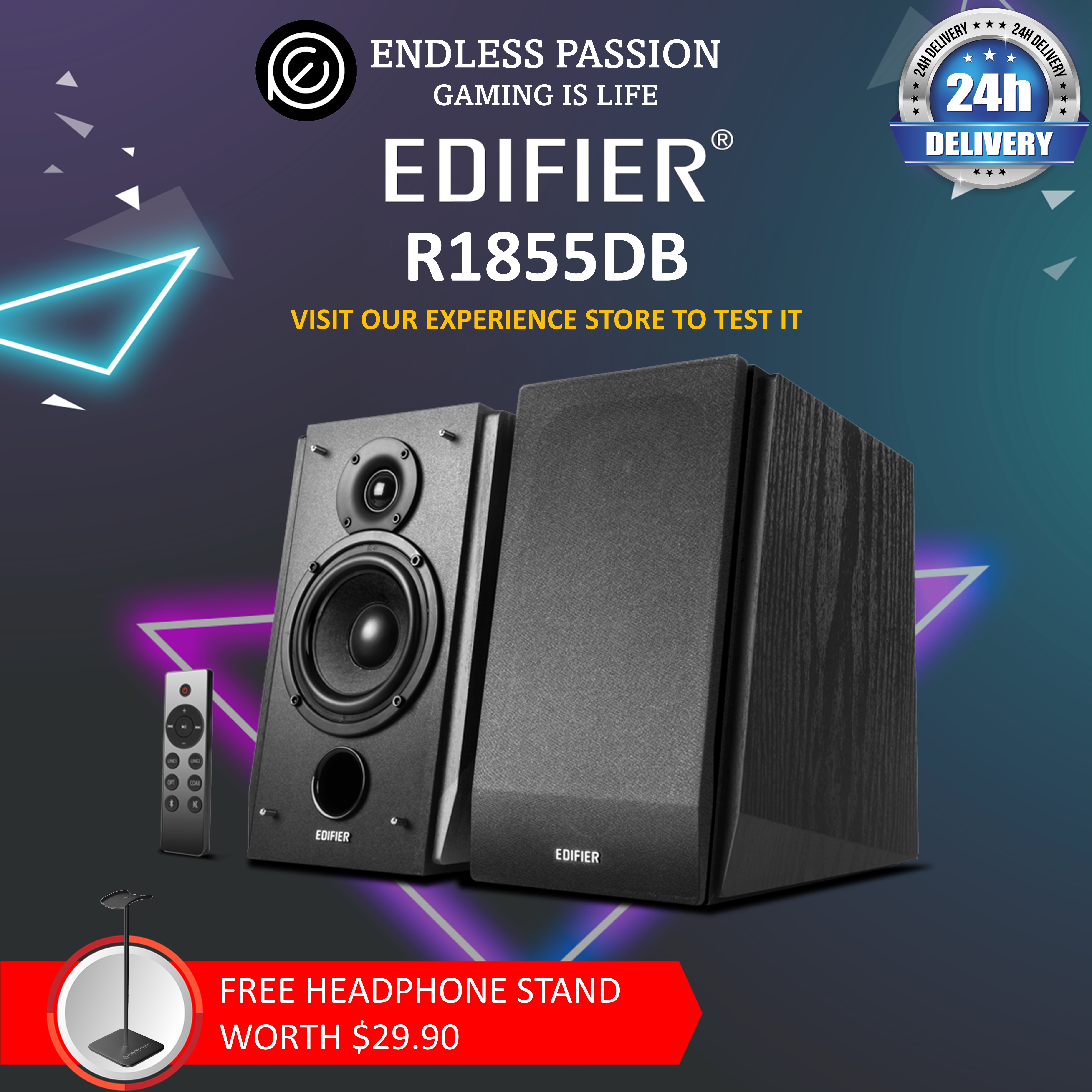 Edifier R1855DB Multimedia 2.0 Bookshelf Speaker with Bluetooth 5.0, Optical,Coaxial line in with Sub Out