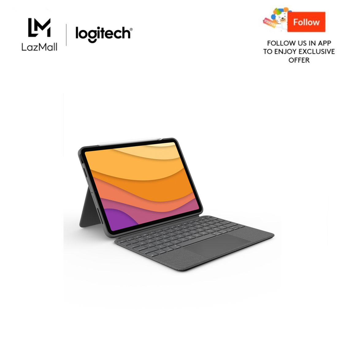 Logitech Combo Touch iPad Air 4th and 5th Gen Keyboard Case - Detachable Backlit Keyboard with Kickstand, Click-Anywhere Trackpad, Smart Connector