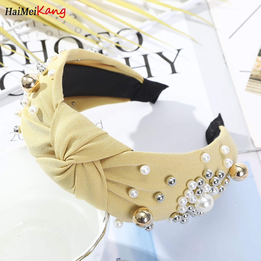 1Pc Fashion Headband Pearl Knotted Hair Band Headdress Hair Accessories for Women