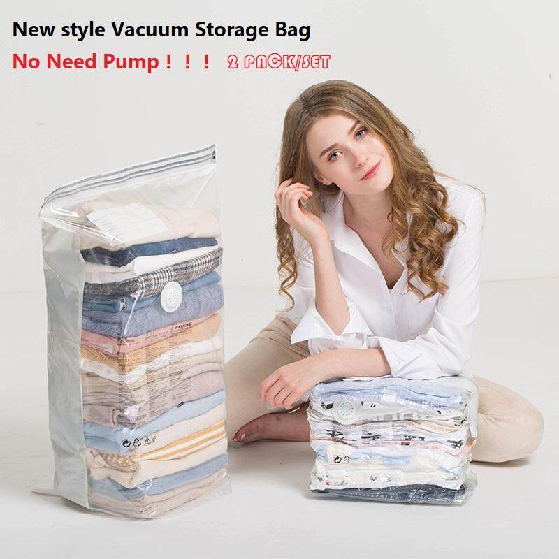 2PCS/Set Three-Dimensional Vacuum Storage Bag For Clothes No Need Pump Needed Hand Pressure Storage Bag Closet Clothing Organizer Space Saving Bag